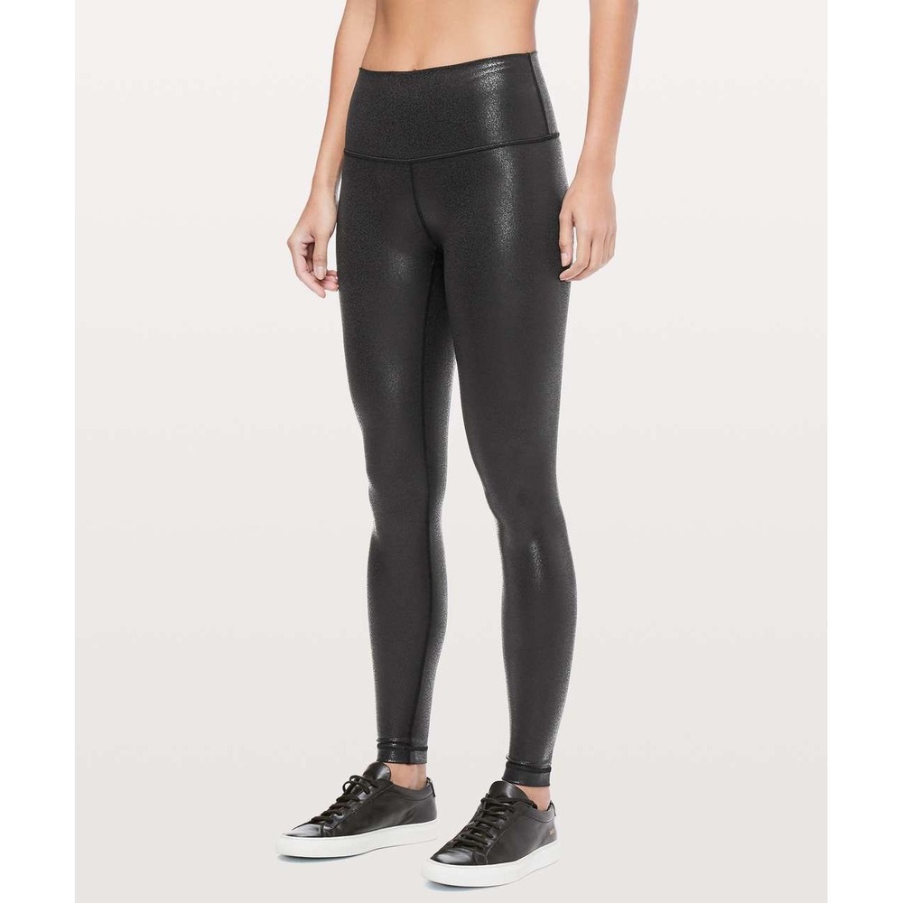 Lululemon Wunder Under High-Rise Tights Foil Black Leggings Size 2